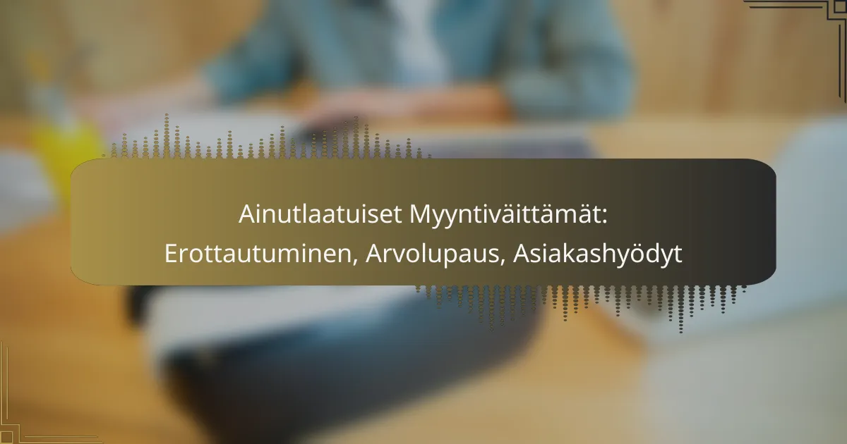 Ainutlaatuiset Myyntiväittämät: Erottautuminen, Arvolupaus, Asiakashyödyt