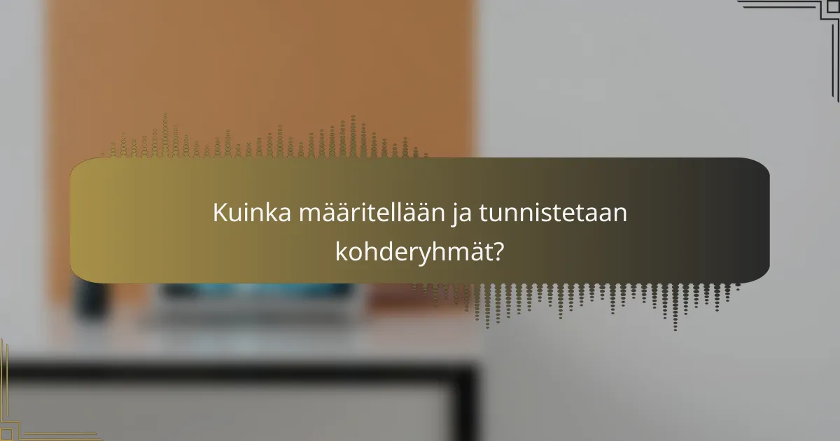 Kuinka määritellään ja tunnistetaan kohderyhmät?