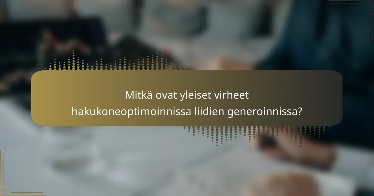 Mitkä ovat yleiset virheet hakukoneoptimoinnissa liidien generoinnissa?